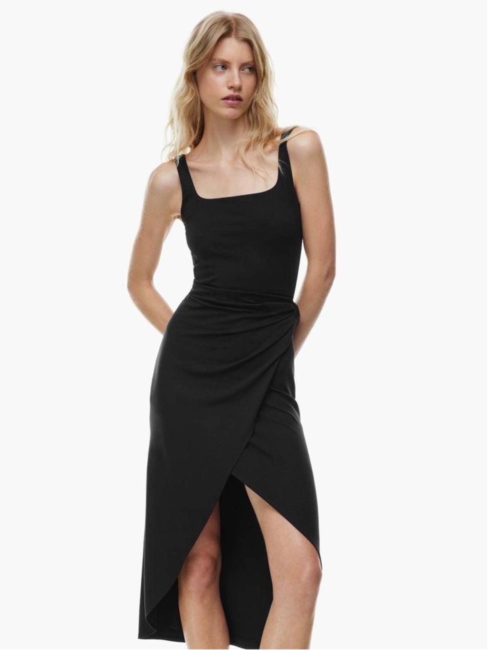 Aritzia Black High-Low Wrap Dress